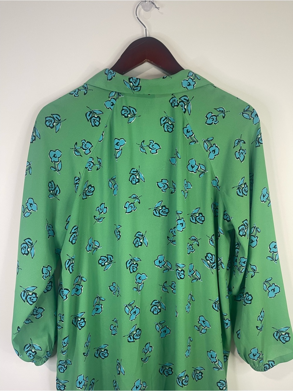 CAbi Green Button-Down Blouse with Blue Floral Print - Picture 9 of 11